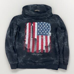 WILFED Made in Italy Cowl Neck Sweatshirt XL NYC Flag Woolworth Graphic Black